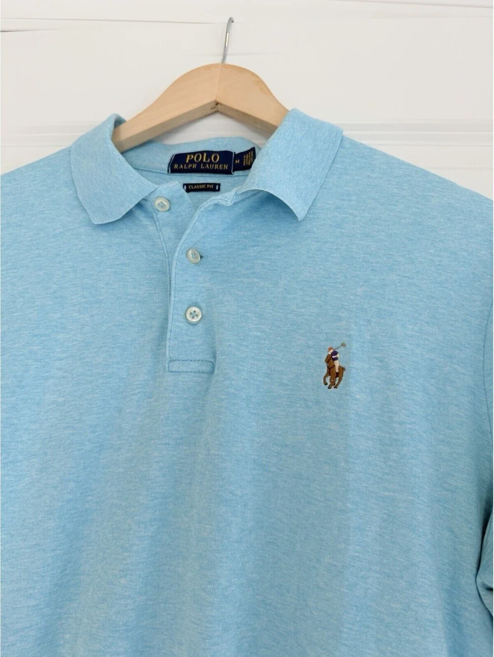 Polo Ralph Lauren Classic Fit Polo Shirt Light Blue Men’s  Size M Logo Preppy